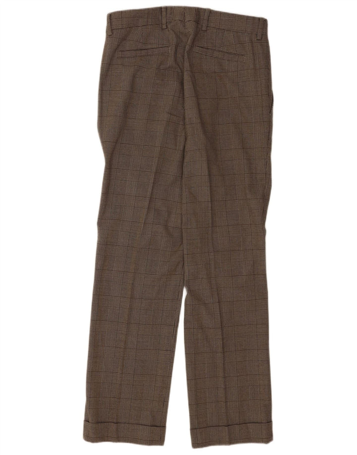 Męskie proste spodnie garniturowe Zara EU 40 Medium W31 L31 Brązowa wełniana kratka