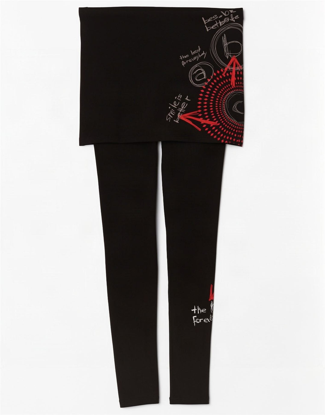 Damskie legginsy Desigual Graphic UK 10 Small, czarne, geometryczne