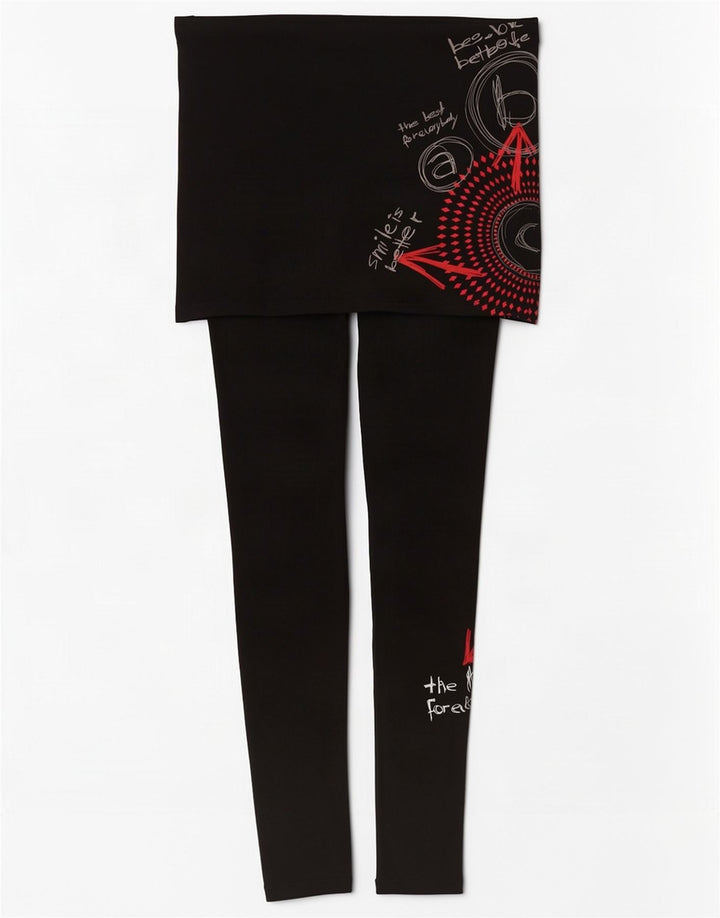 Damskie legginsy Desigual Graphic UK 10 Small, czarne, geometryczne