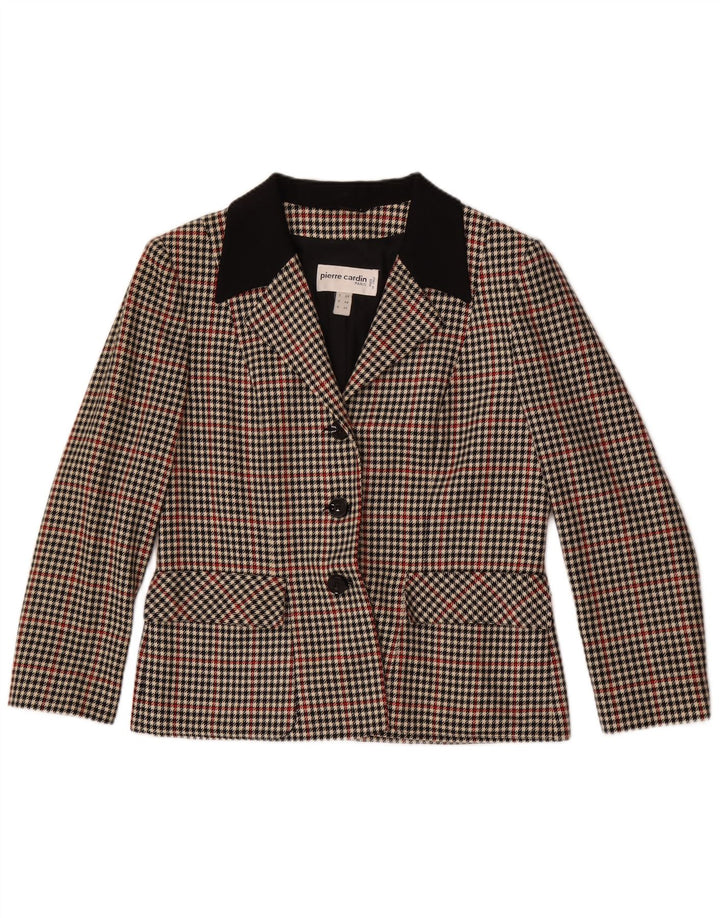 Damska marynarka Pierre Cardin zapinana na 3 guziki IT 48 XL, wełniana w brązową kratkę