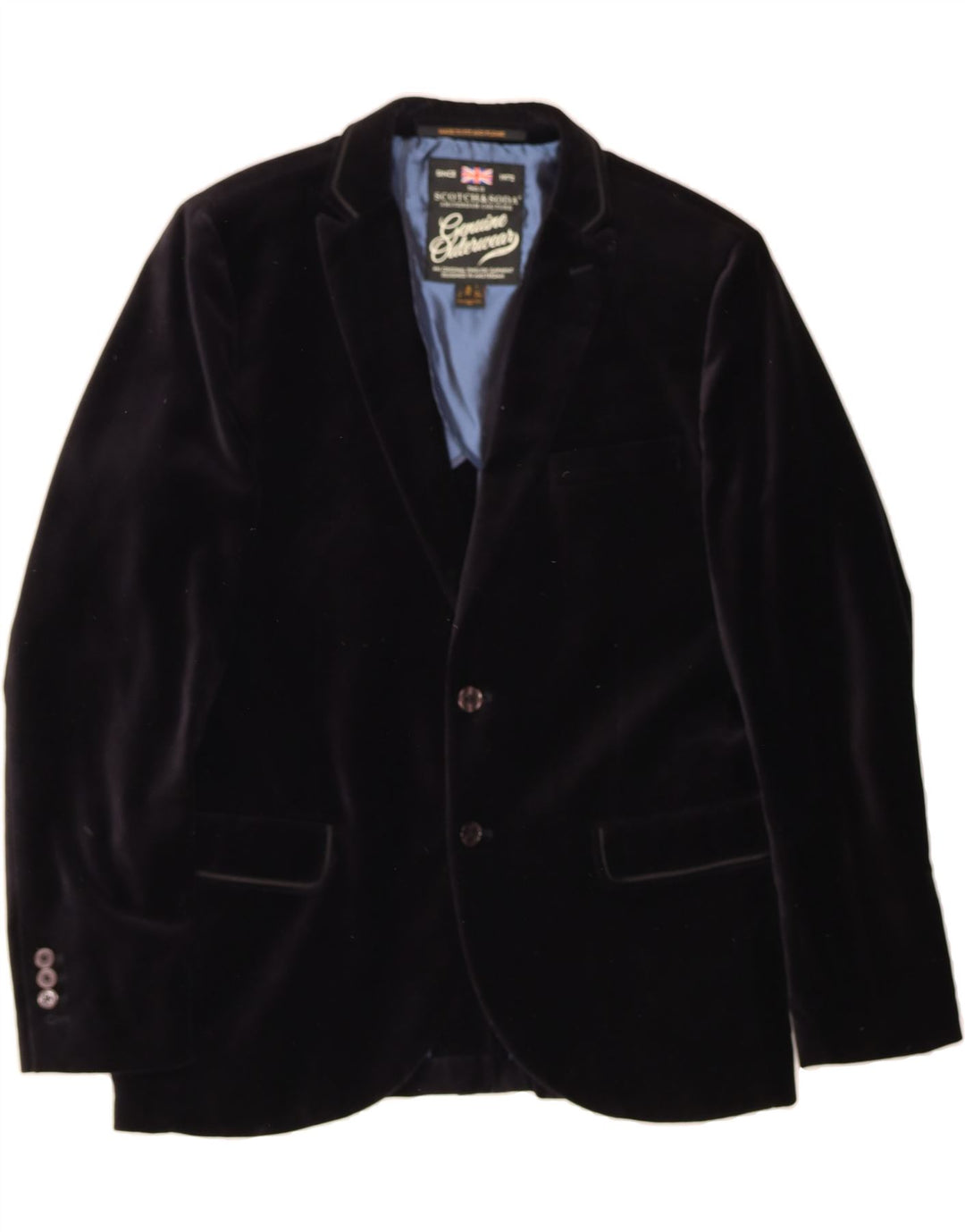SCOTCH & SODA Męska aksamitna marynarka zapinana na 2 guziki IT 52 XL, czarna, bawełniana