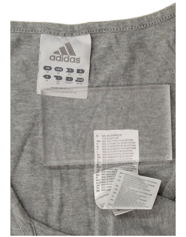 Damski top ADIDAS z grafiką, UK 12, średnioszary, bawełniany