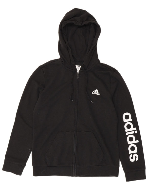 Damska bluza z kapturem Adidas Graphic Zip UK 12/14 Średnia czarna bawełna