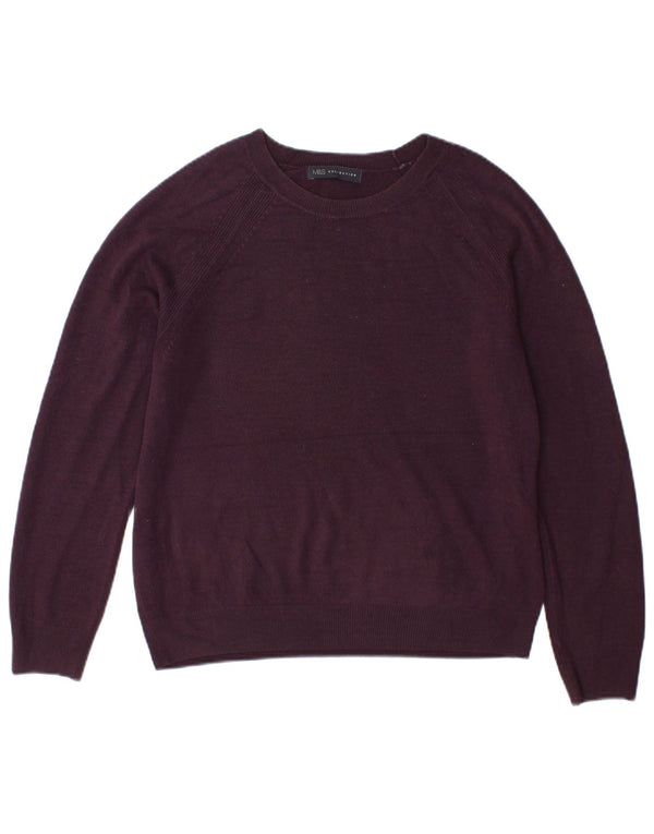 Marks & Spencer Damski sweter z dekoltem w łódkę, UK 14, średni fiolet, akryl