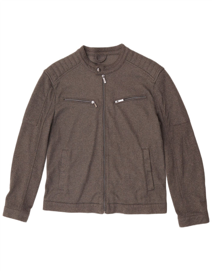 Męska pikowana kurtka bomberka Zara UK 40, duża, zapinana na zamek, szara