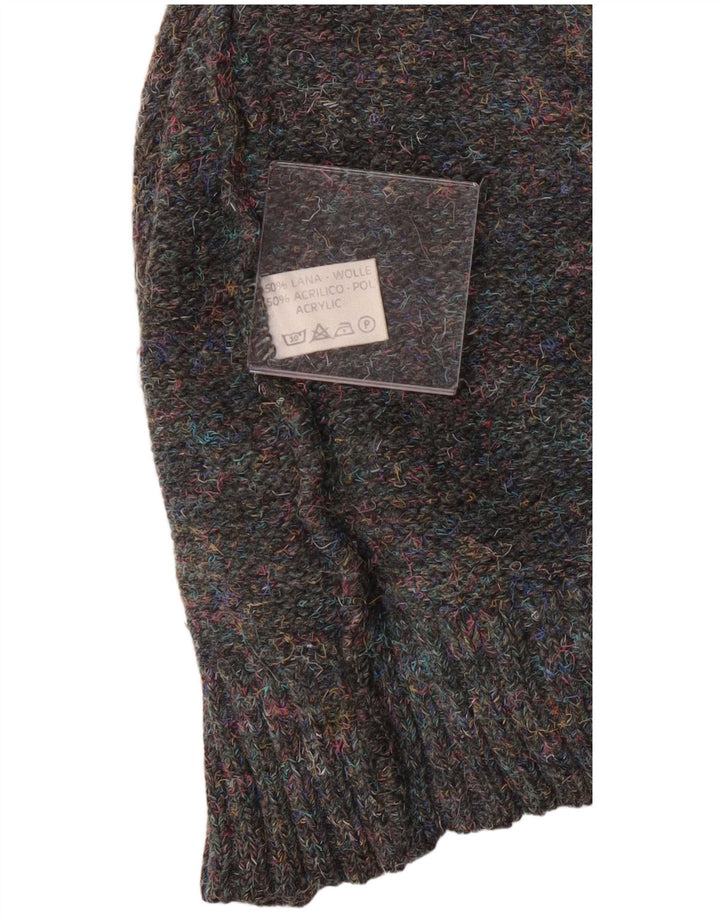 Vintage męski sweter z golfem, duży, szary, wełniany, klasyczny