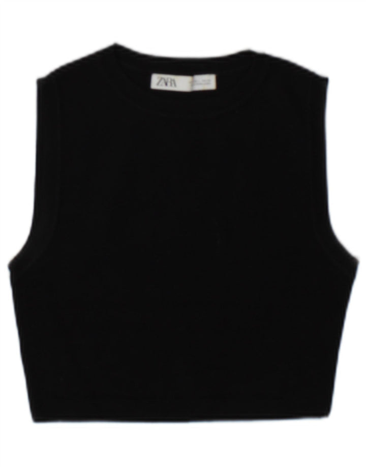 Damski krótki top Zara UK 14 Large, czarna wiskoza