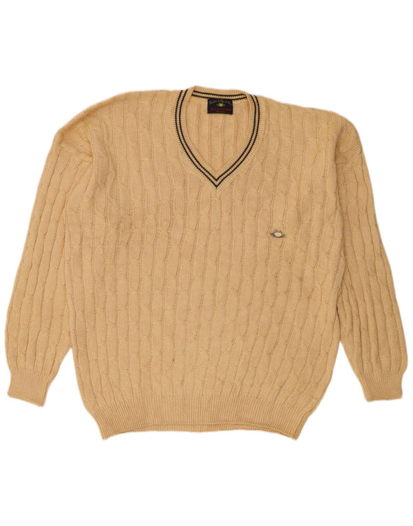 Il Granchio Męski sweter z dekoltem w kształcie litery V, XL, beżowy