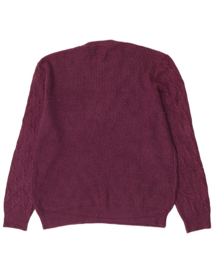 Marks & Spencer Męski sweter z okrągłym dekoltem XL, fioletowy, poliamidowy