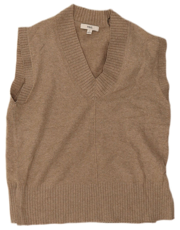 Marks & Spencer Damski podkoszulek oversize z kamizelką UK 14, średni beżowy poliester