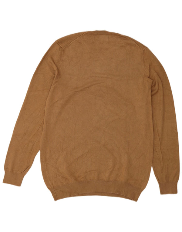 Męski sweter z okrągłym dekoltem Zara, mały, brązowy, wiskozowy