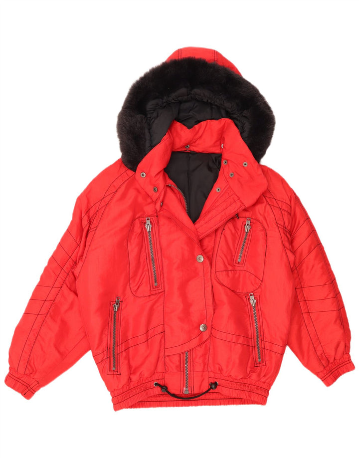 Damska kurtka z kapturem, oversize, wyściełana C & A, EU 36, mała, czerwona, poliamid