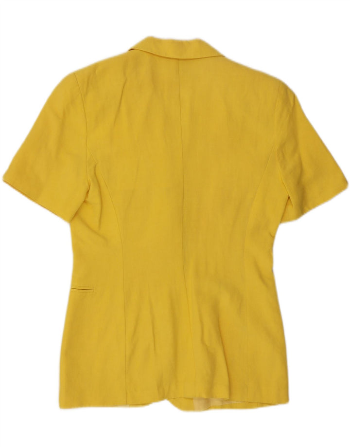 Damska marynarka VINTAGE z krótkim rękawem, zapinana na 2 guziki, UK 12, średni żółty