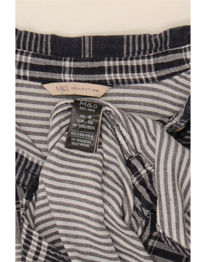 Marks & Spencer Damska koszula oversize UK 8, mała, bawełniana w granatową kratkę