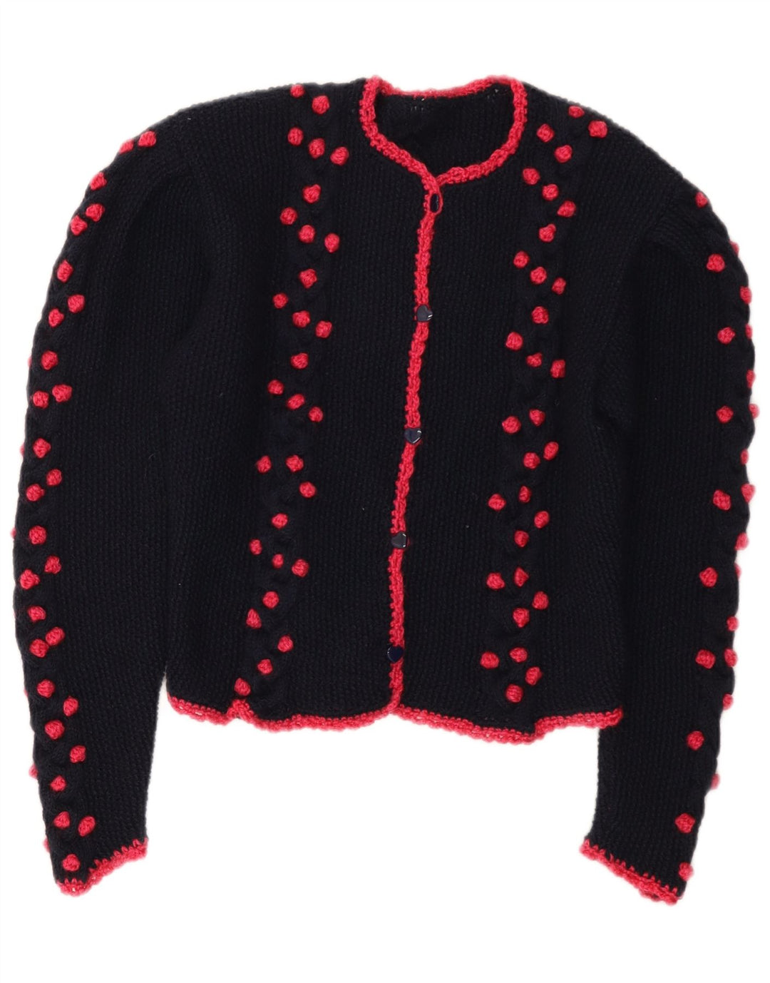 Sweter damski w stylu vintage, krótki kardigan UK 14, średni granat