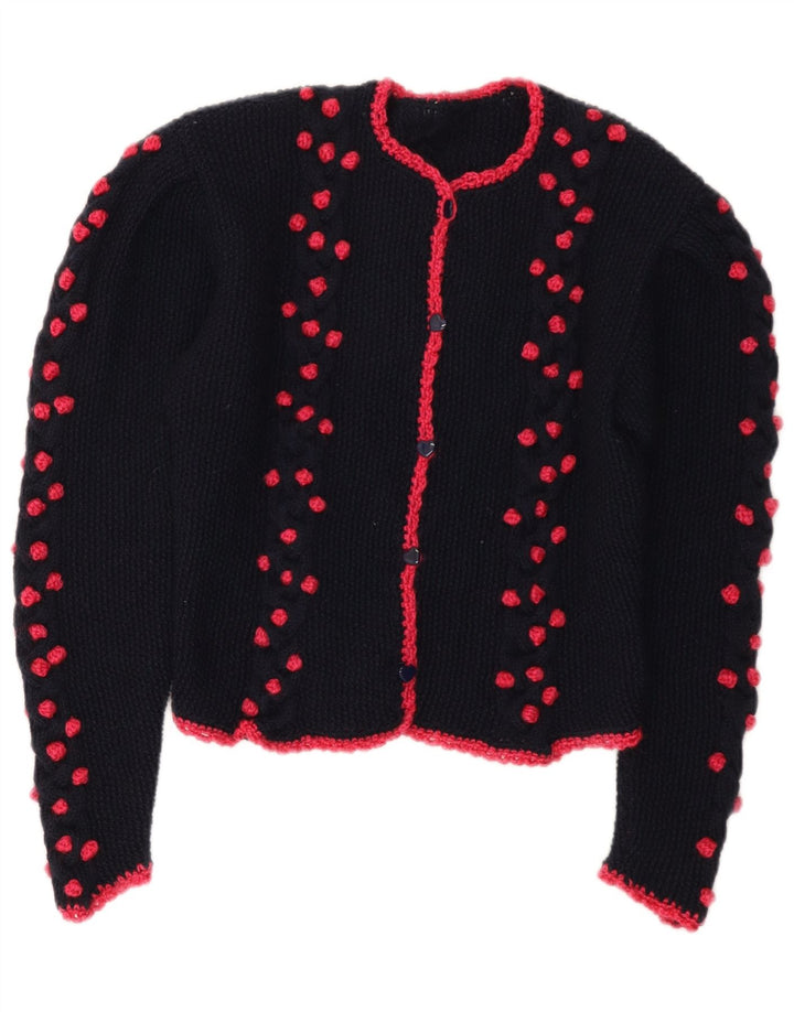 Sweter damski w stylu vintage, krótki kardigan UK 14, średni granat
