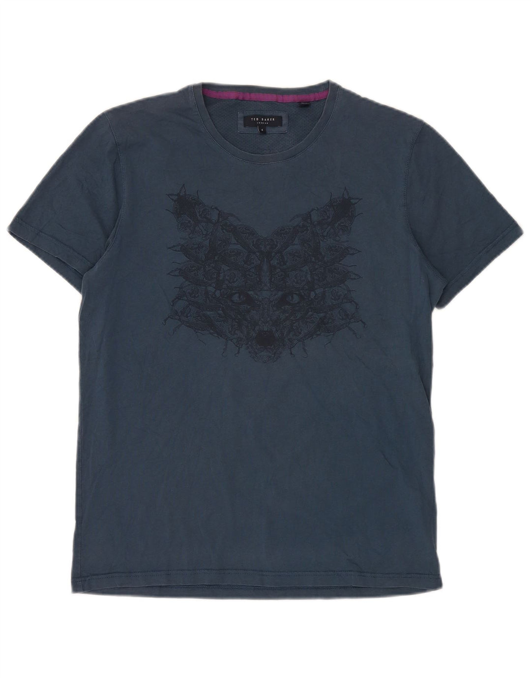 Męski T-shirt z grafiką Ted Baker, rozmiar 4, duży, granatowy