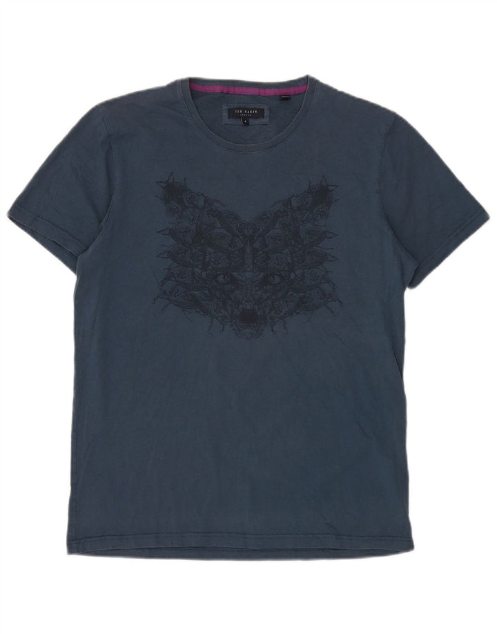 Męski T-shirt z grafiką Ted Baker, rozmiar 4, duży, granatowy