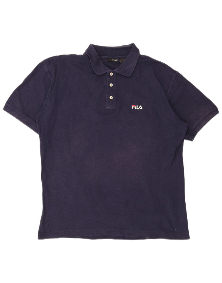 Męska koszulka polo FILA, duża, granatowa, bawełniana