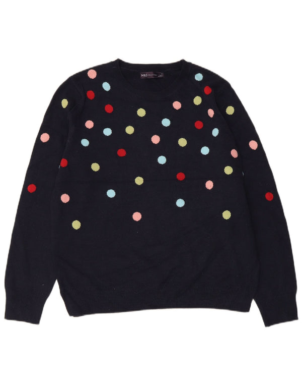 MARKS & SPENCER Damski sweter z okrągłym dekoltem UK 14 Średni granatowy