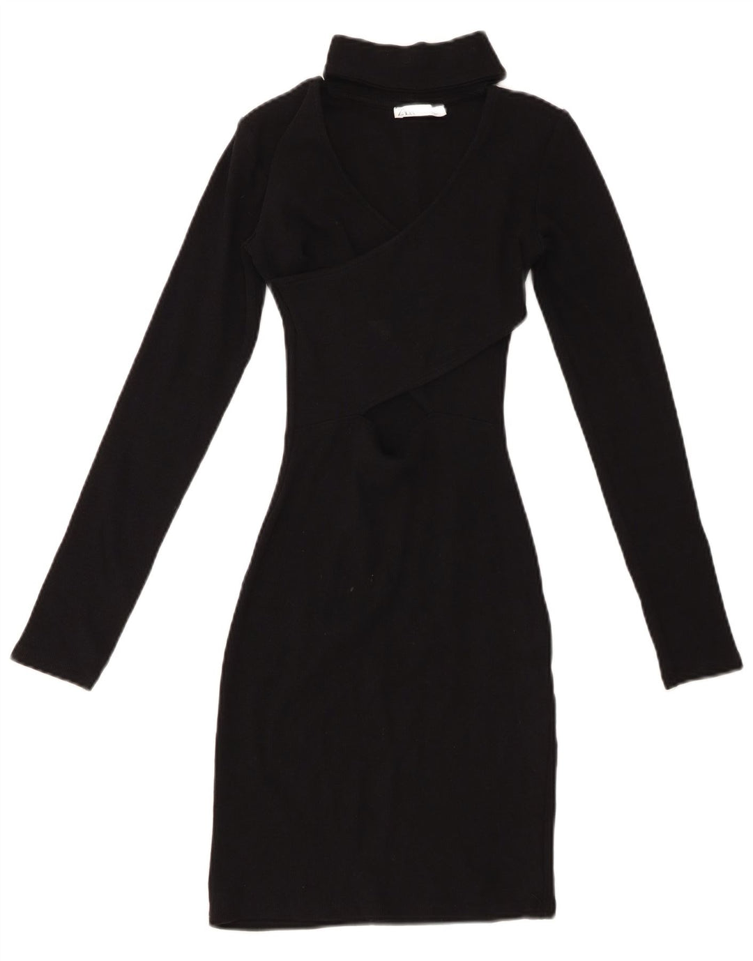 Damska obcisła sukienka z długim rękawem ZARA UK 8, mała, czarna, bawełniana