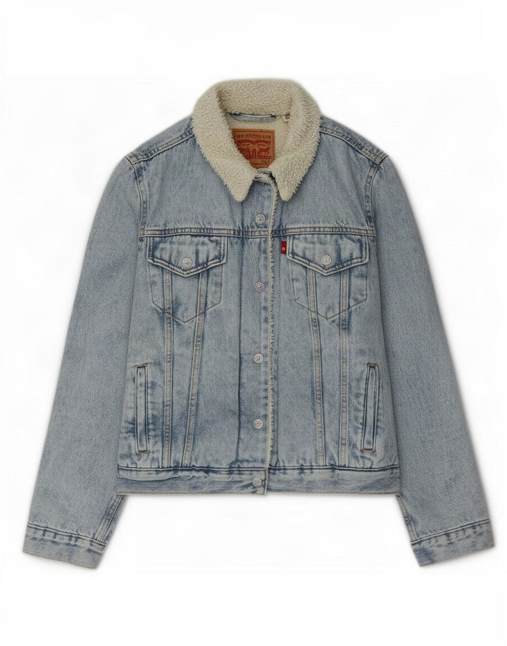 Damska kurtka dżinsowa Levi's Sherpa UK 16, duża niebieska, poliester