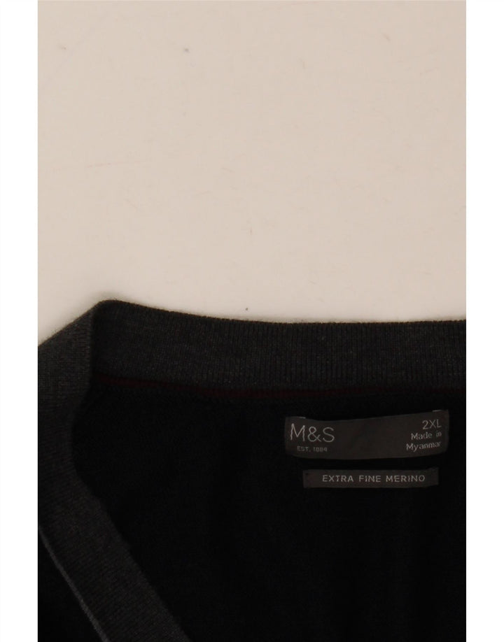 Marks & Spencer Męski sweter rozpinany 2XL Granatowa wełna Merino