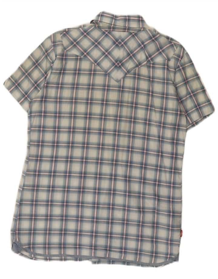 Koszula męska z krótkim rękawem Levi's, bawełniana, w średnią niebieską kratkę