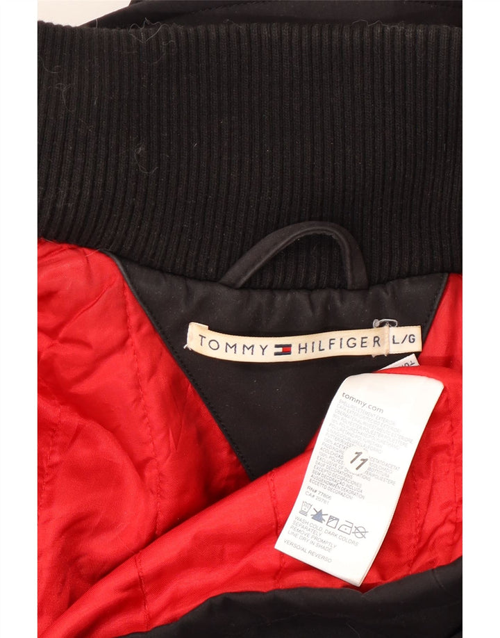 Damski płaszcz wiatrówka TOMMY HILFIGER UK 16, duży, czarny poliester