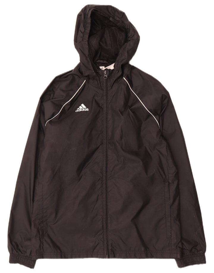 Chłopięca kurtka przeciwdeszczowa Adidas z kapturem, 11-12 lat, czarna, nylonowa