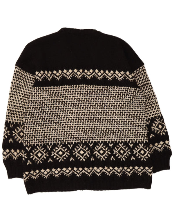 Vintage męski sweter rozpinany XL, czarny Fair Isle