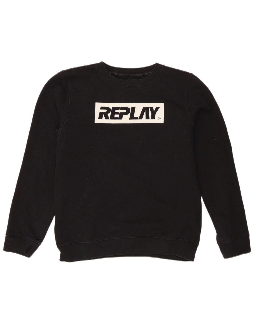 Męski sweter z grafiką Replay, średni czarny