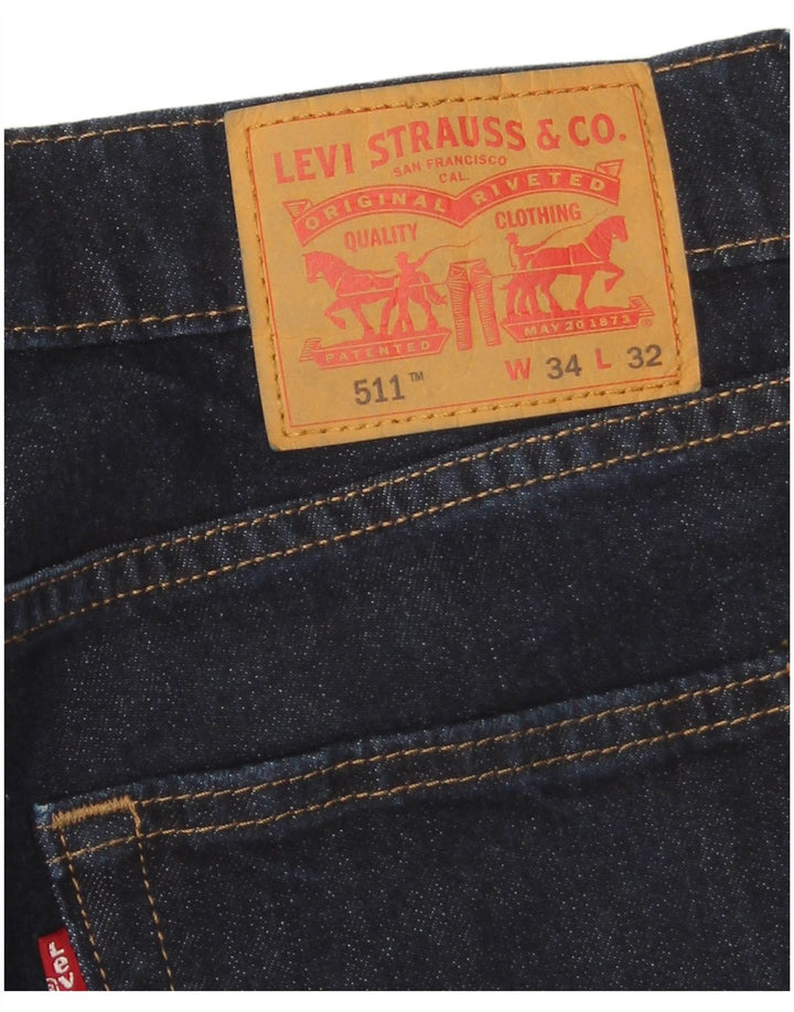 Męskie jeansy Levi's 511 Slim W34 L31 Granatowa bawełna