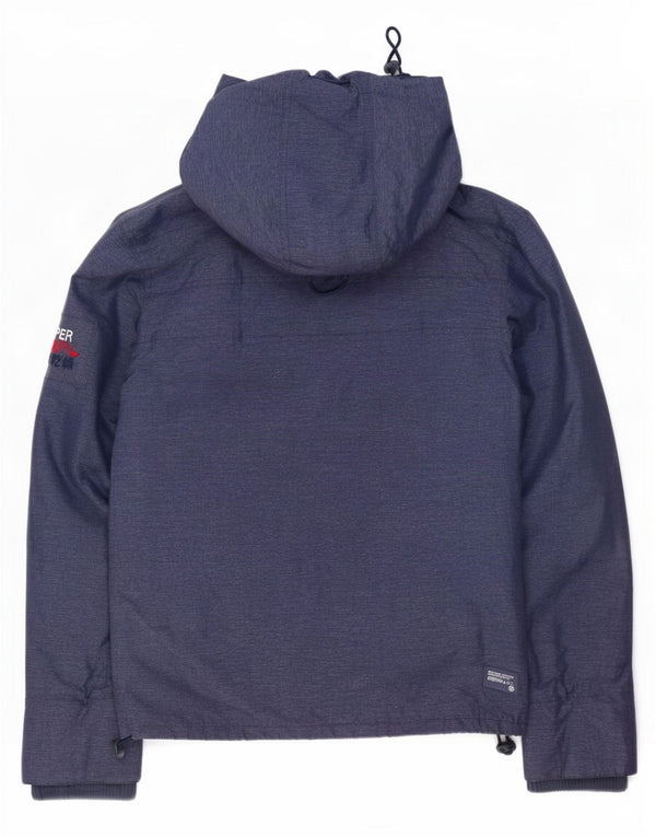 Damska kurtka wiatrówka z kapturem Superdry UK 14, średni granatowy nylon