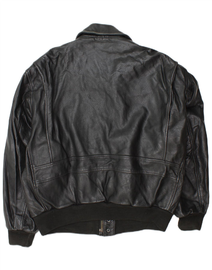 Vintage męska skórzana kurtka wojskowa UK 42 XL czarna skóra