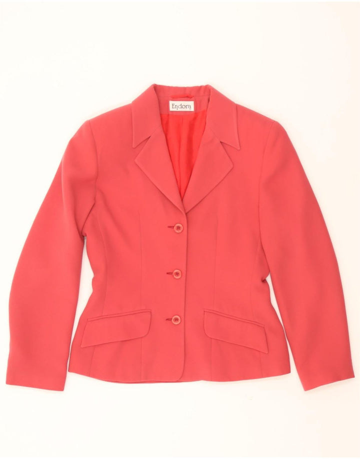 ENDORA Womens 3 Button Blazer Jacket UK 10 Small Pink Polyester Vintage Endora and Second-Hand Endora from Messina Hembry 