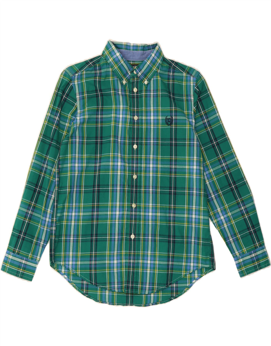 CHAPS Boys Easy Care Shirt 14-15 Years Large Green Check Cotton Vintage Chaps and Second-Hand Chaps from Messina Hembry 