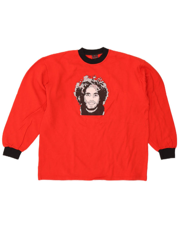 Męska bluza z grafiką w stylu vintage, 2XL, bawełniana w kolorze czerwonym