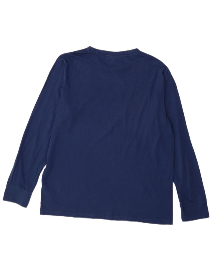 Męski graficzny top Nautica z długim rękawem, duży, granatowy, bawełniany