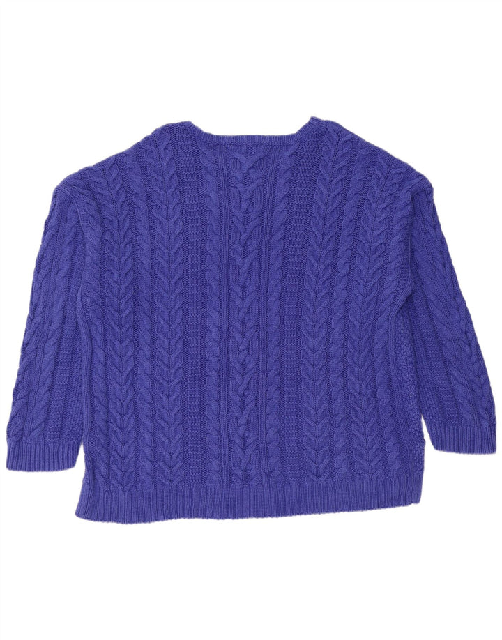 RALPH LAUREN Damski sweter z dekoltem w łódkę UK 22 3XL Niebieski, bawełniany