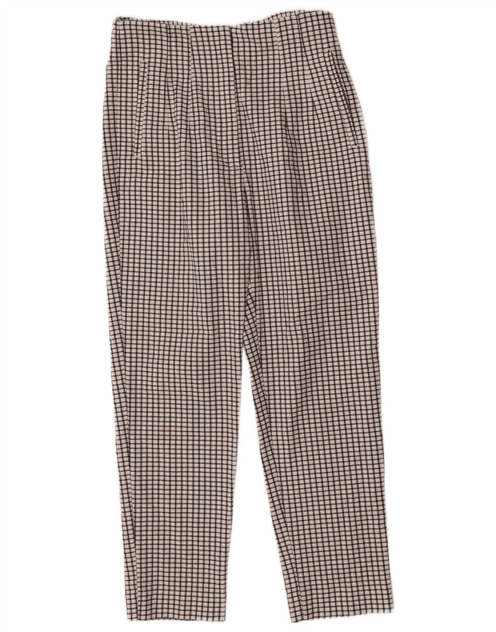 Damskie zwężane spodnie chino Zara, duże W30 L27, poliester w białą kratkę