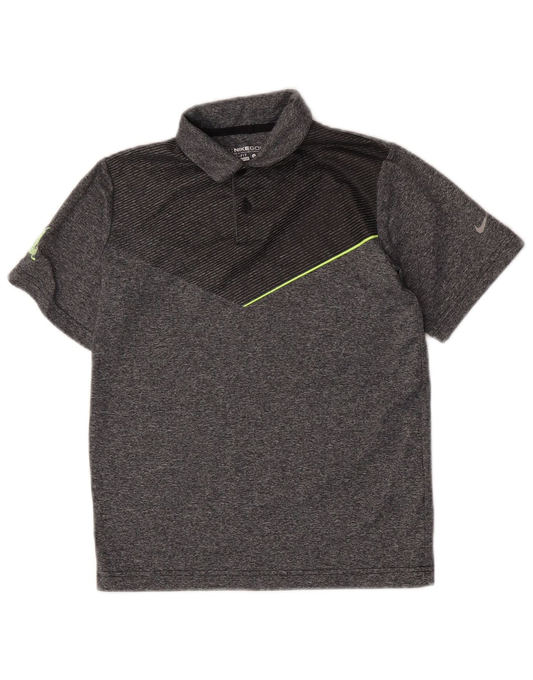 Chłopięca koszulka polo Nike Dri Fit, 8-9 lat, mała, szara, z blokami kolorów, poliestrowa