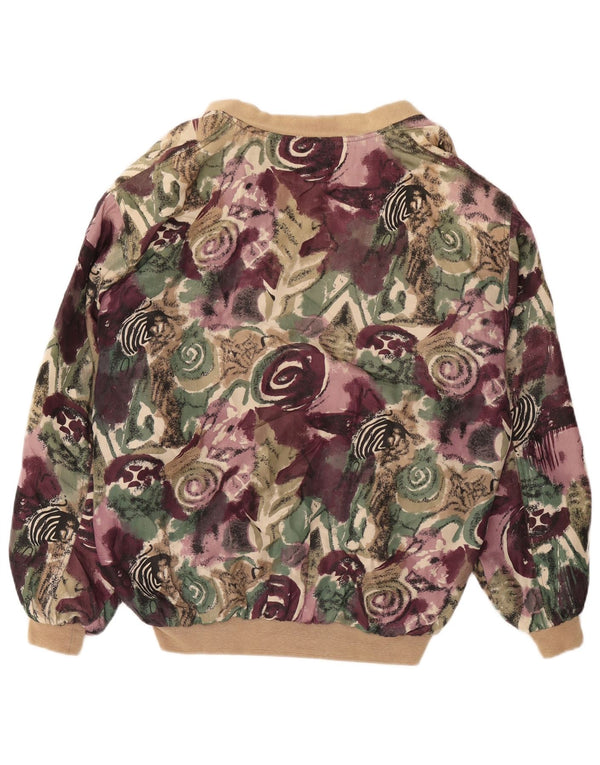Męska kurtka bomber w stylu vintage UK 44 2XL Fioletowy jedwab w kwiaty
