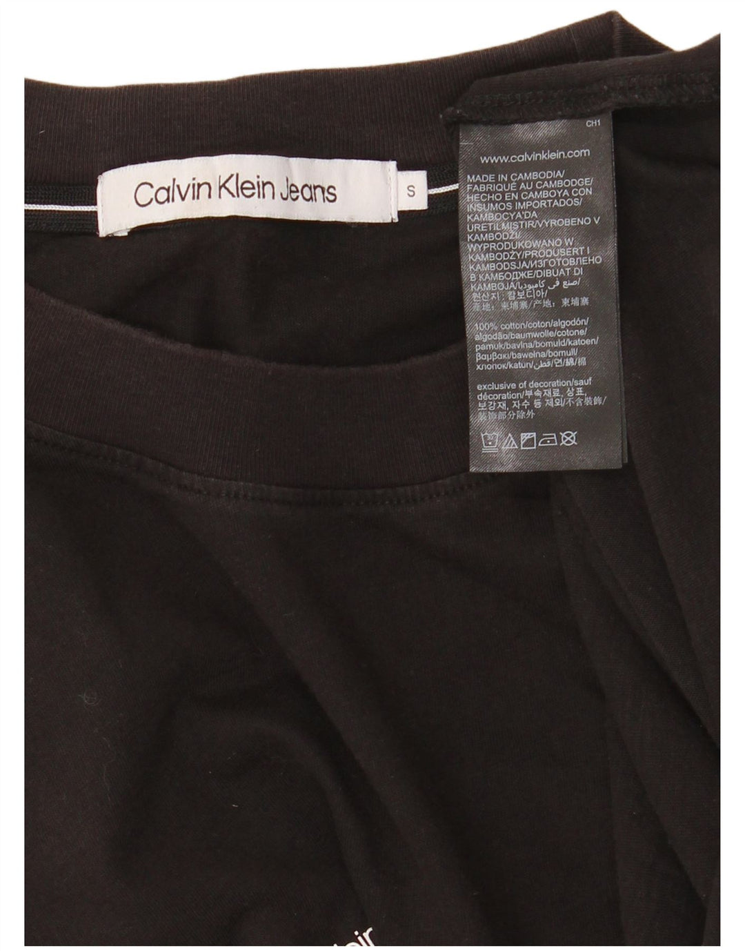 Męskie jeansy Calvin Klein z grafiką, długimi rękawami, małe, czarne, bawełniane