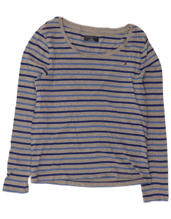 Damski top Tommy Hilfiger z długim rękawem UK 14, duży, szary, bawełniany w paski