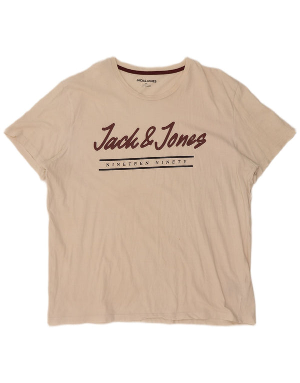 Męski T-shirt z grafiką Jack & Jones, 2XL, biała bawełna