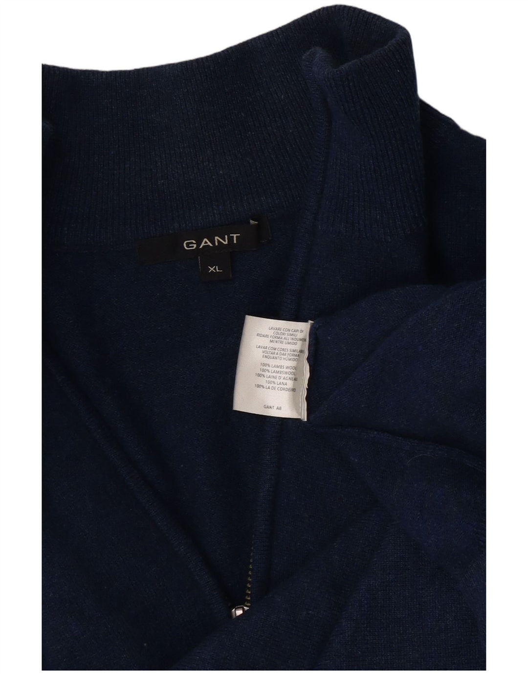Męski sweter z zamkiem Gant XL, granatowy, z owczej wełny