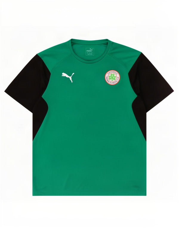 Męski T-shirt Puma Cliftonville FC, duży, zielony, z blokami kolorów, poliester