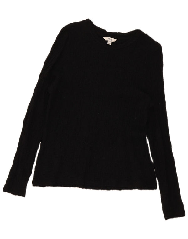 Marks & Spencer Damski sweter z dekoltem w łódkę, UK 18 XL, czarny, bawełniany