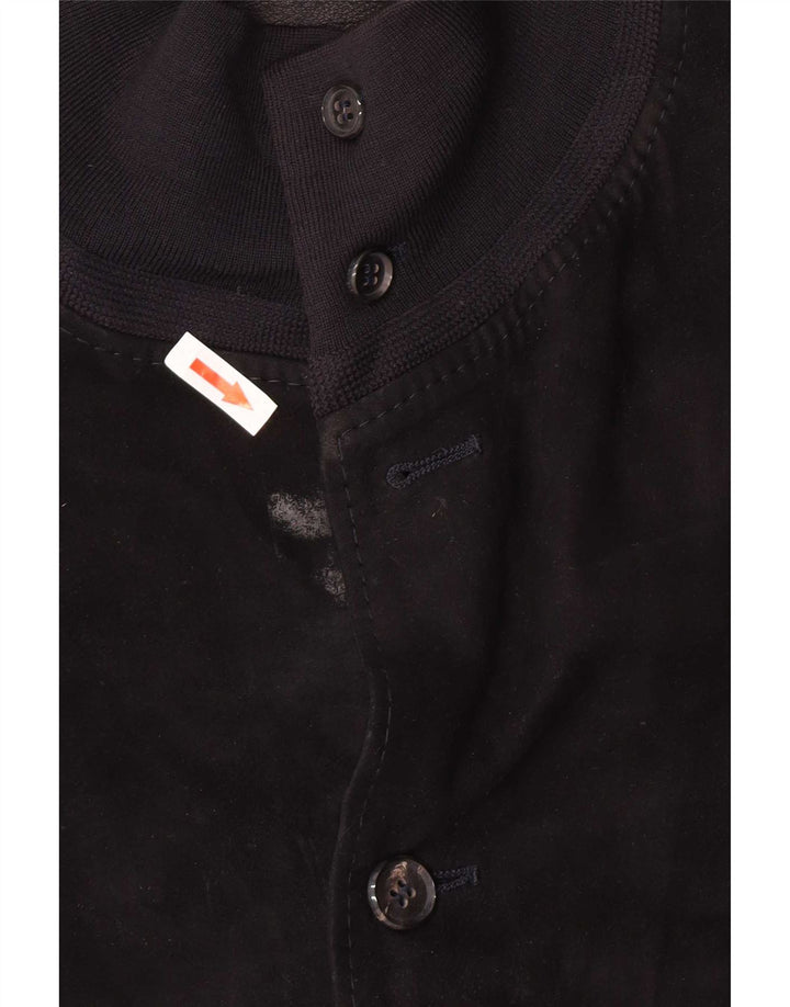Rupp & Taureck Couture Męska zamszowa kurtka bomber UK 38 Średnia czarna skóra